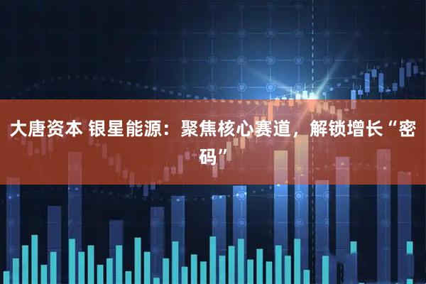 大唐资本 银星能源：聚焦核心赛道，解锁增长“密码”