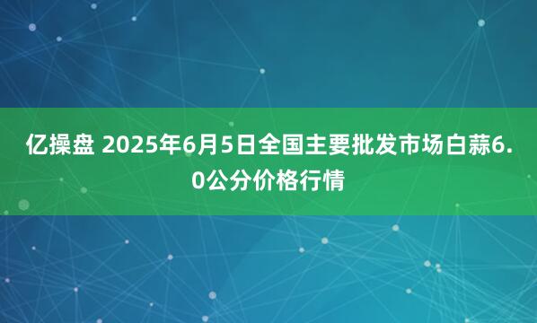 亿操盘 2025年6月5日全国主要批发市场白蒜6.0公分价格行情