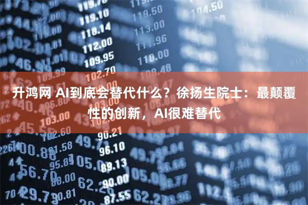 升鸿网 AI到底会替代什么？徐扬生院士：最颠覆性的创新，AI很难替代