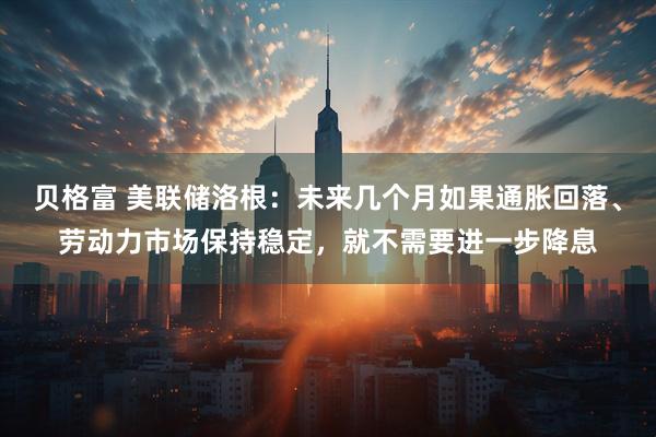 贝格富 美联储洛根：未来几个月如果通胀回落、劳动力市场保持稳定，就不需要进一步降息