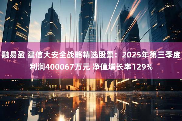 融易盈 建信大安全战略精选股票：2025年第三季度利润400067万元 净值增长率129%